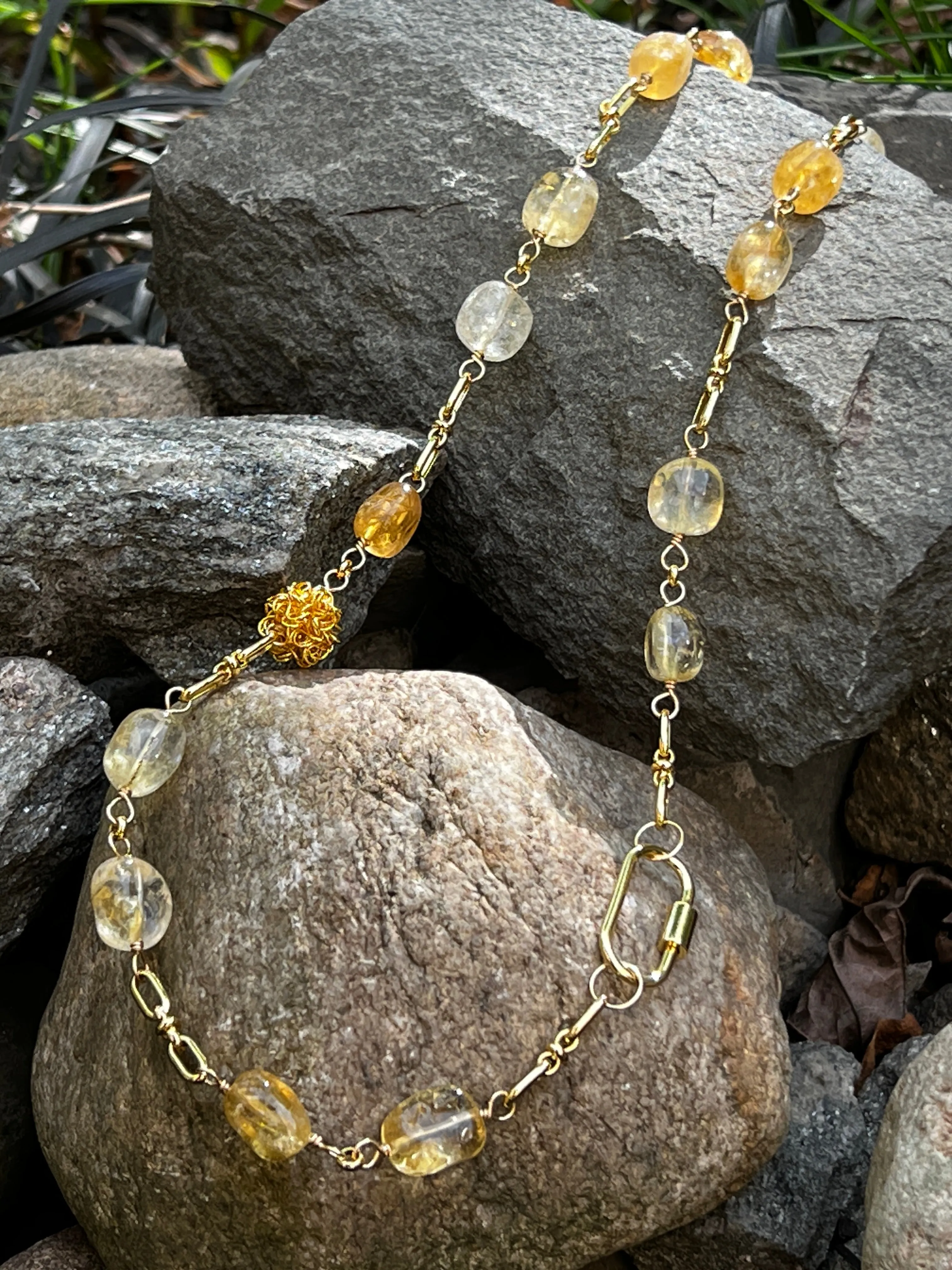 Golden Sunshine Citrine & Gold Chain Necklace