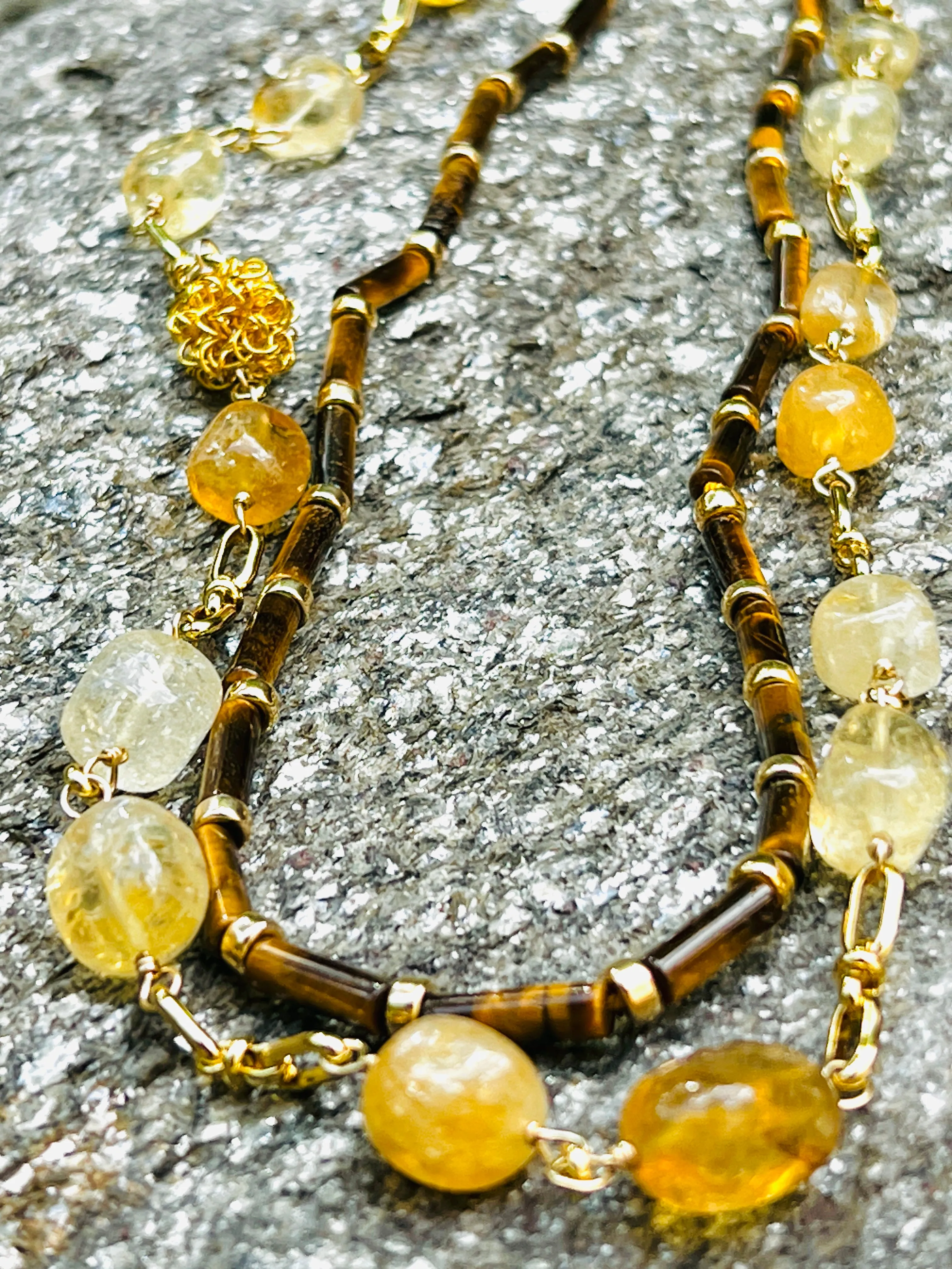 Golden Sunshine Citrine & Gold Chain Necklace