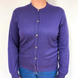Grape Purple Cashmere Crew Neck Cardigan Large