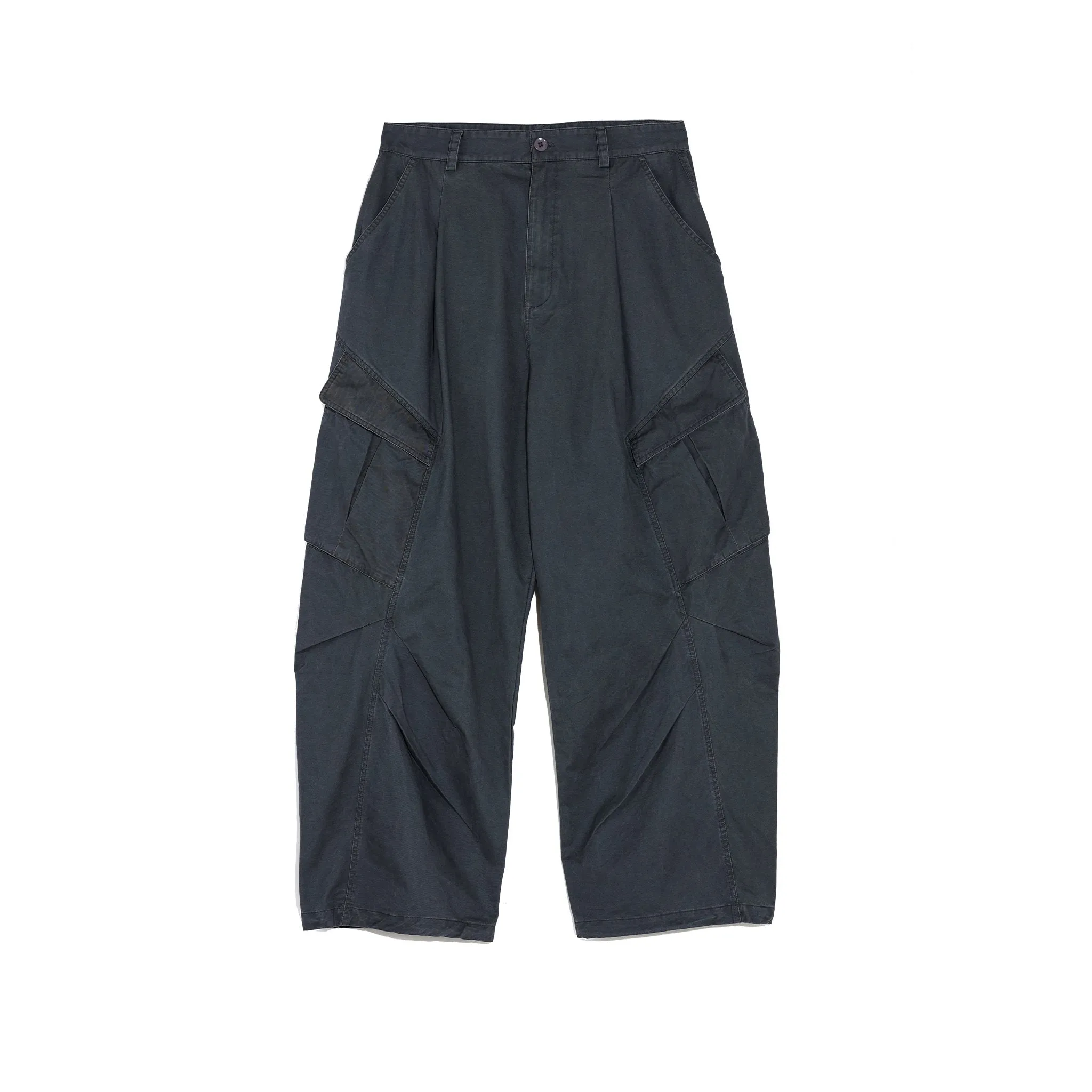 Gray Loose Fit Structured Work Pants