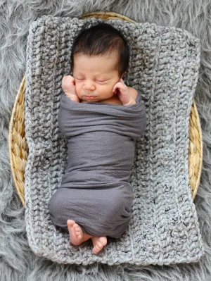 Gray marble newborn baby layering bump blanket