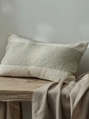 Green & Cream Woven Cushion Cover