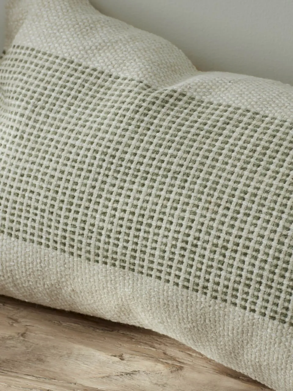 Green & Cream Woven Cushion Cover