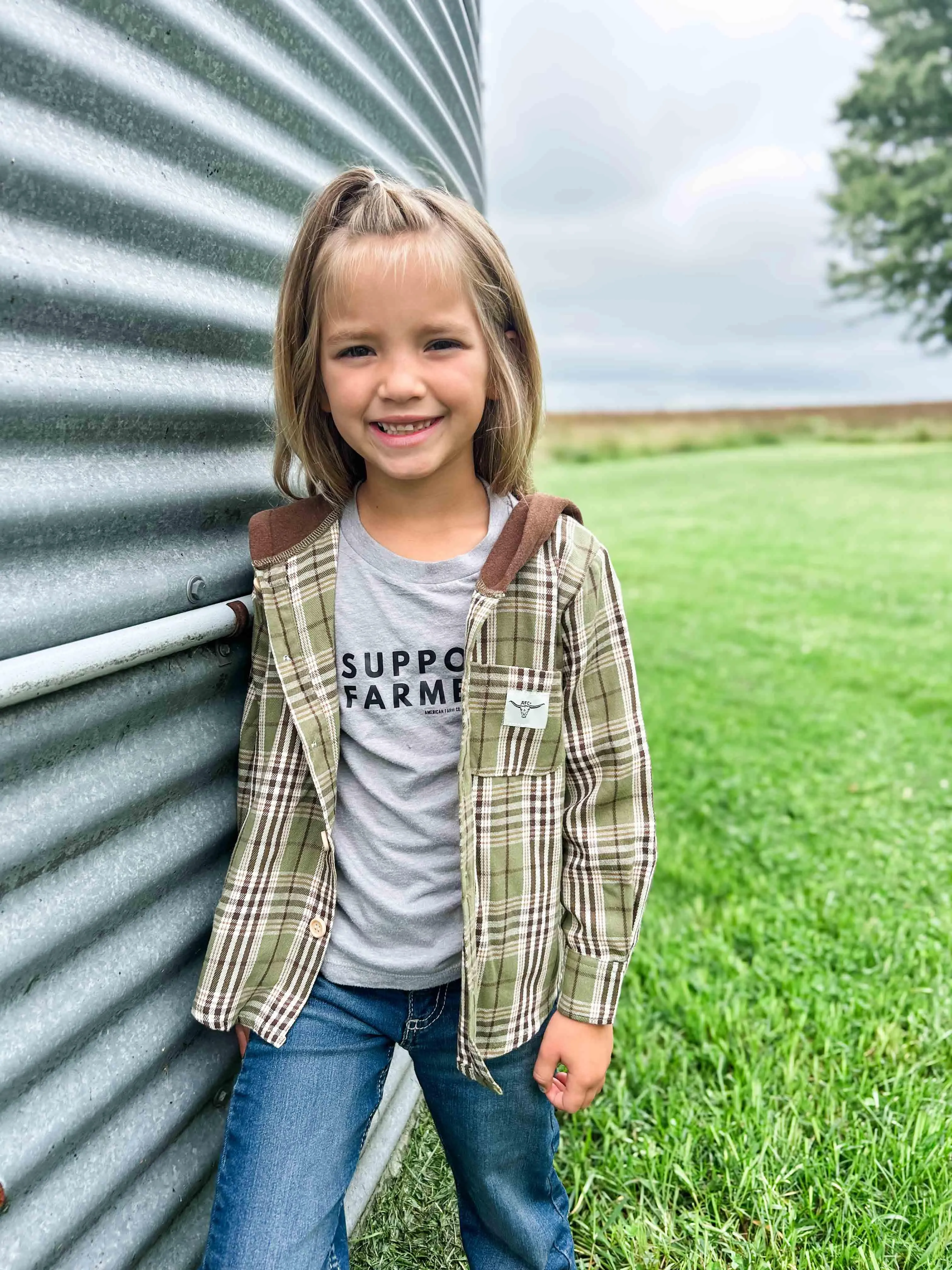 Green Plaid Hooded Flannel Shirt - Baby/Youth