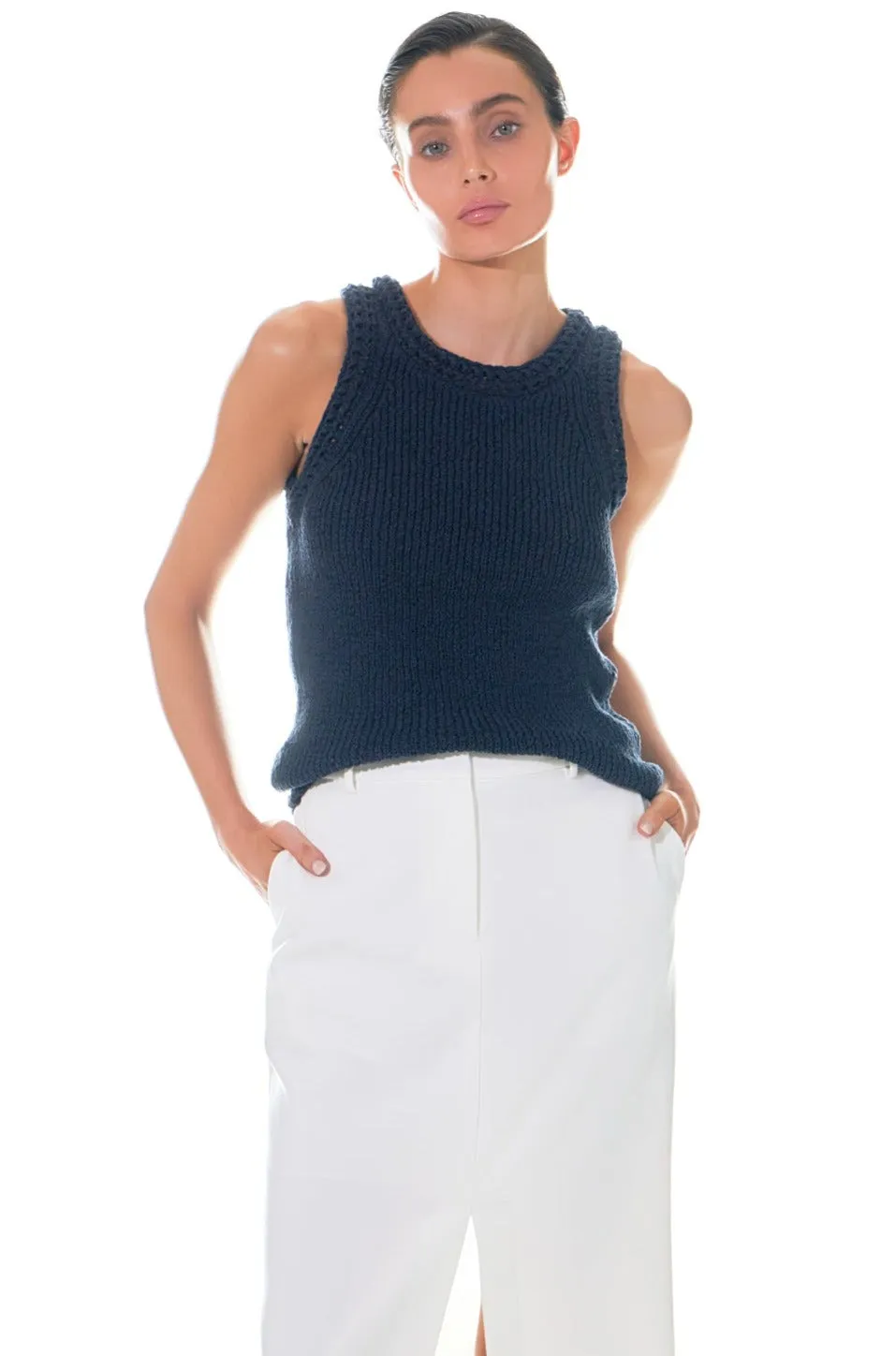 Grey Lab - Round Neck Sleeveless Knit Top