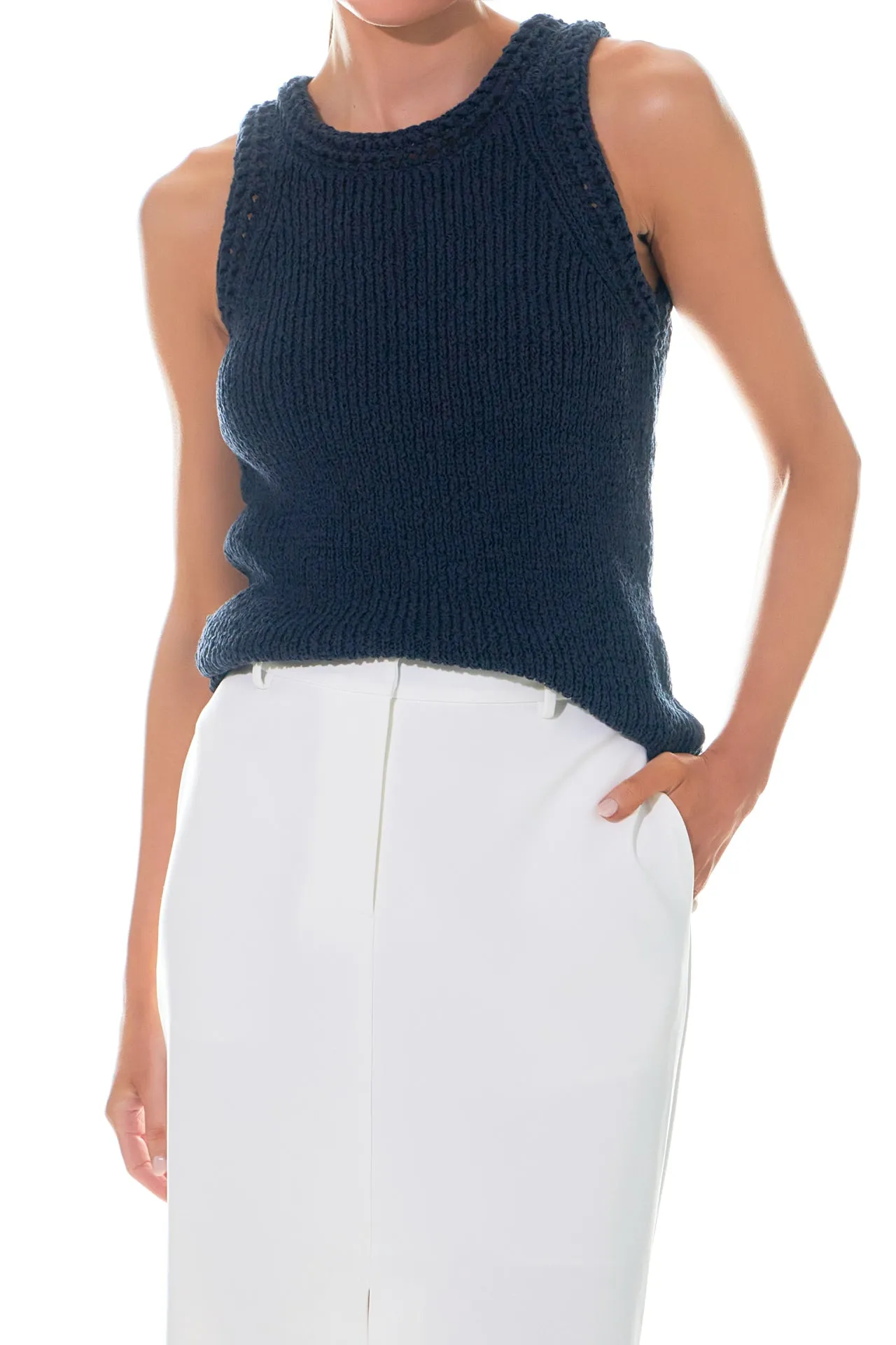 Grey Lab - Round Neck Sleeveless Knit Top