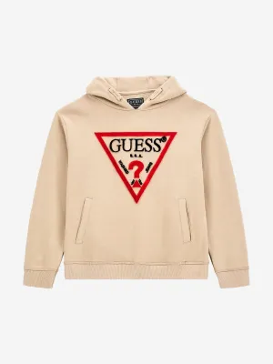 Guess Boys Logo Hoodie in Beige