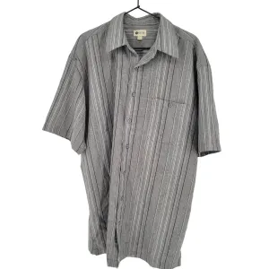 Haggar Mens Sz LT Short Sleeve Button Up Dress Shirt Gray Striped