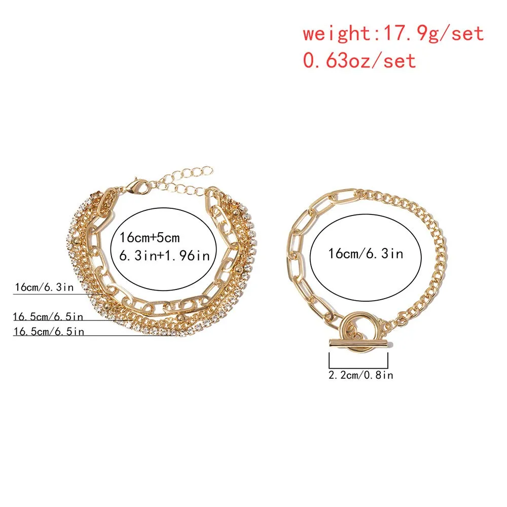 Handmade Minimalist Silver Charm Layering Bracelets Set