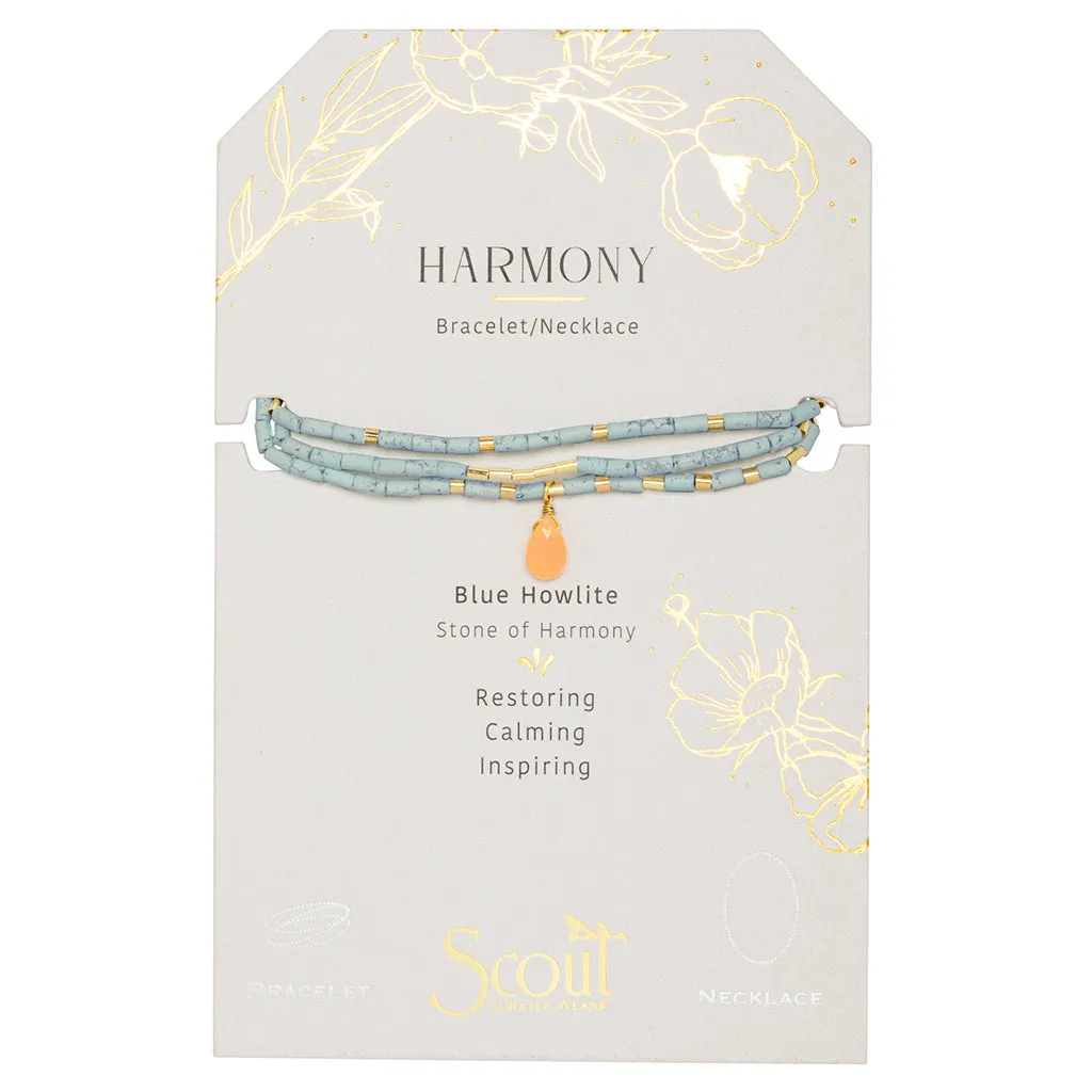 Harmony Blue Howlite Gold Teardrop Wrap