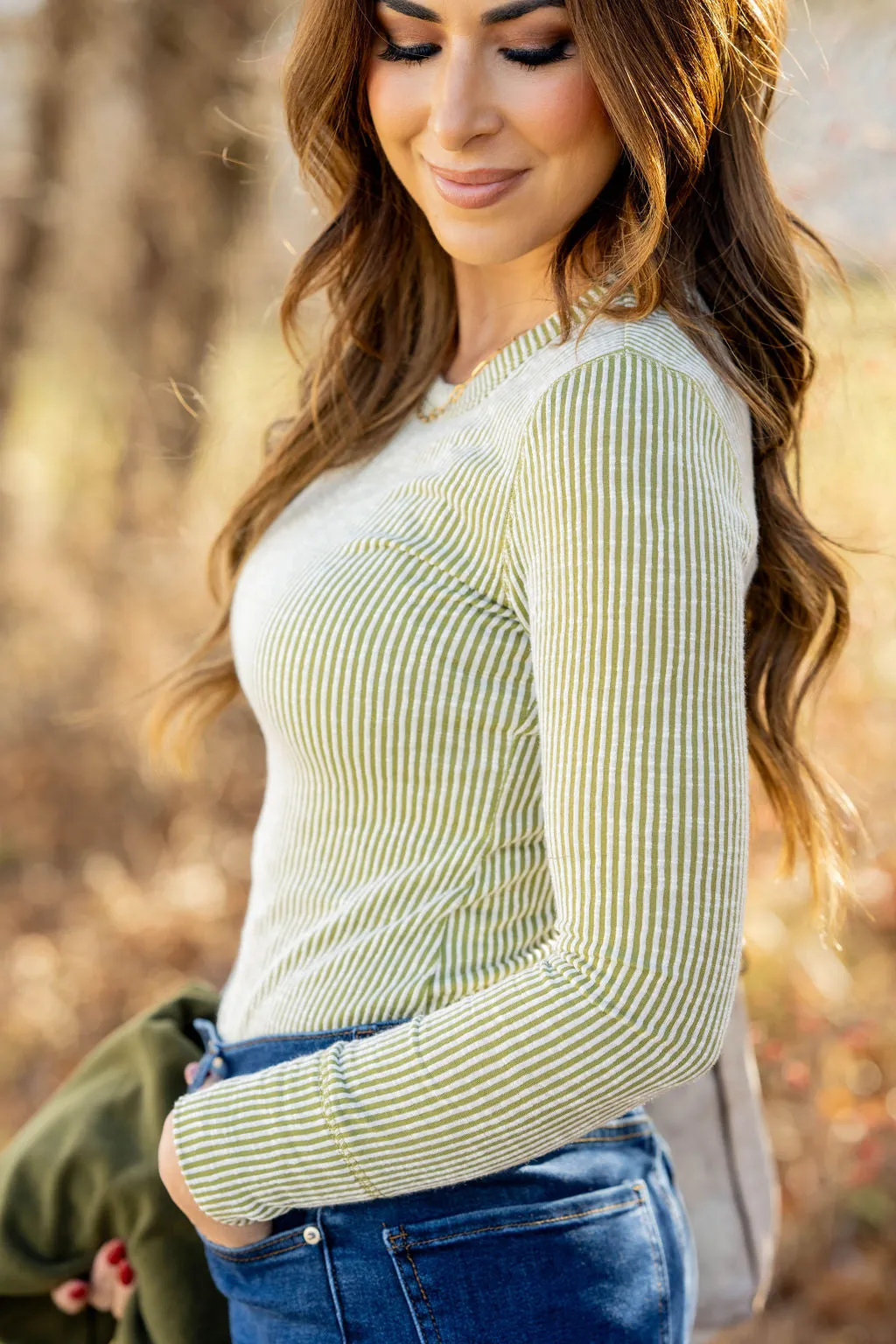 Heavily Vertical Ribbed Long Sleeve Tee