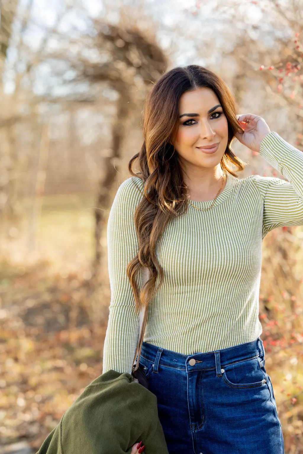 Heavily Vertical Ribbed Long Sleeve Tee
