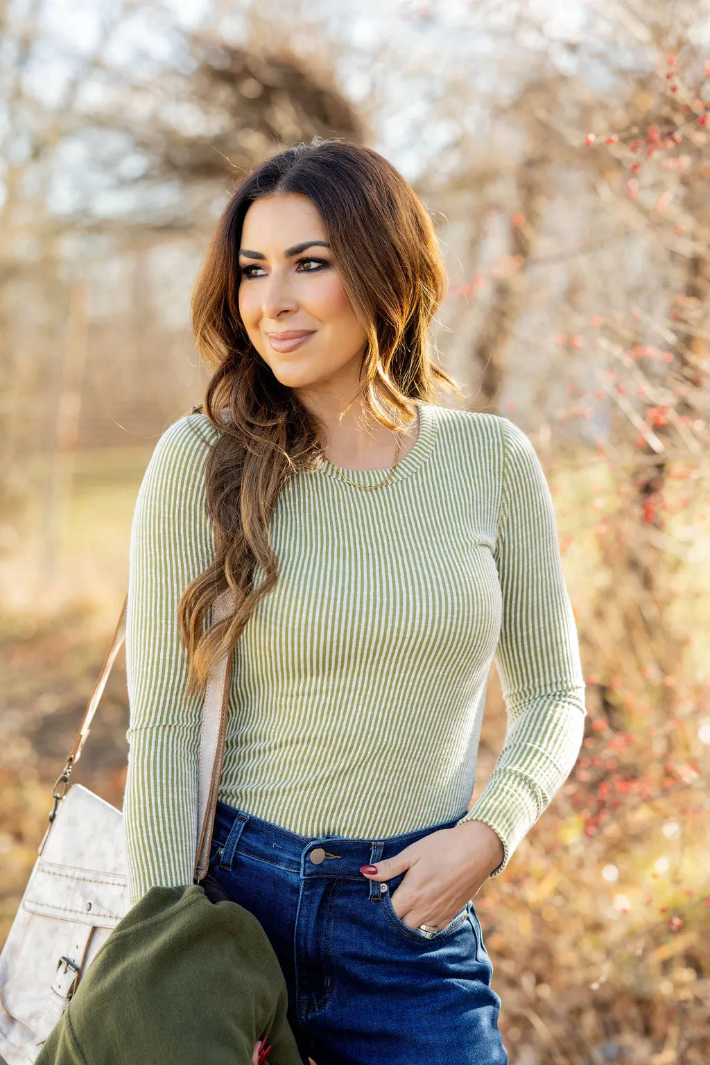 Heavily Vertical Ribbed Long Sleeve Tee