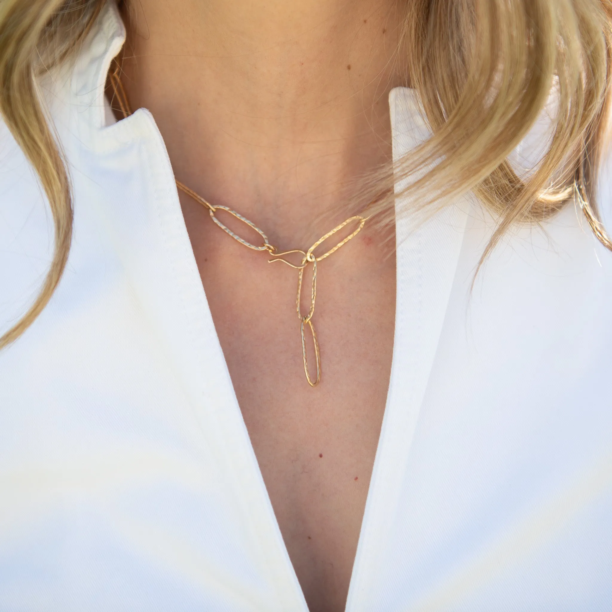 Heavy Hammered 14k Gold Filled Chain Necklace
