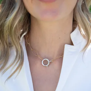 Heavy Hammered Chain & Bolt Clasp Necklace