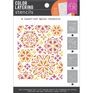 Hero Arts Colour Layering Stencil Set 5.25"X6.5" Mandala Flower Pattern