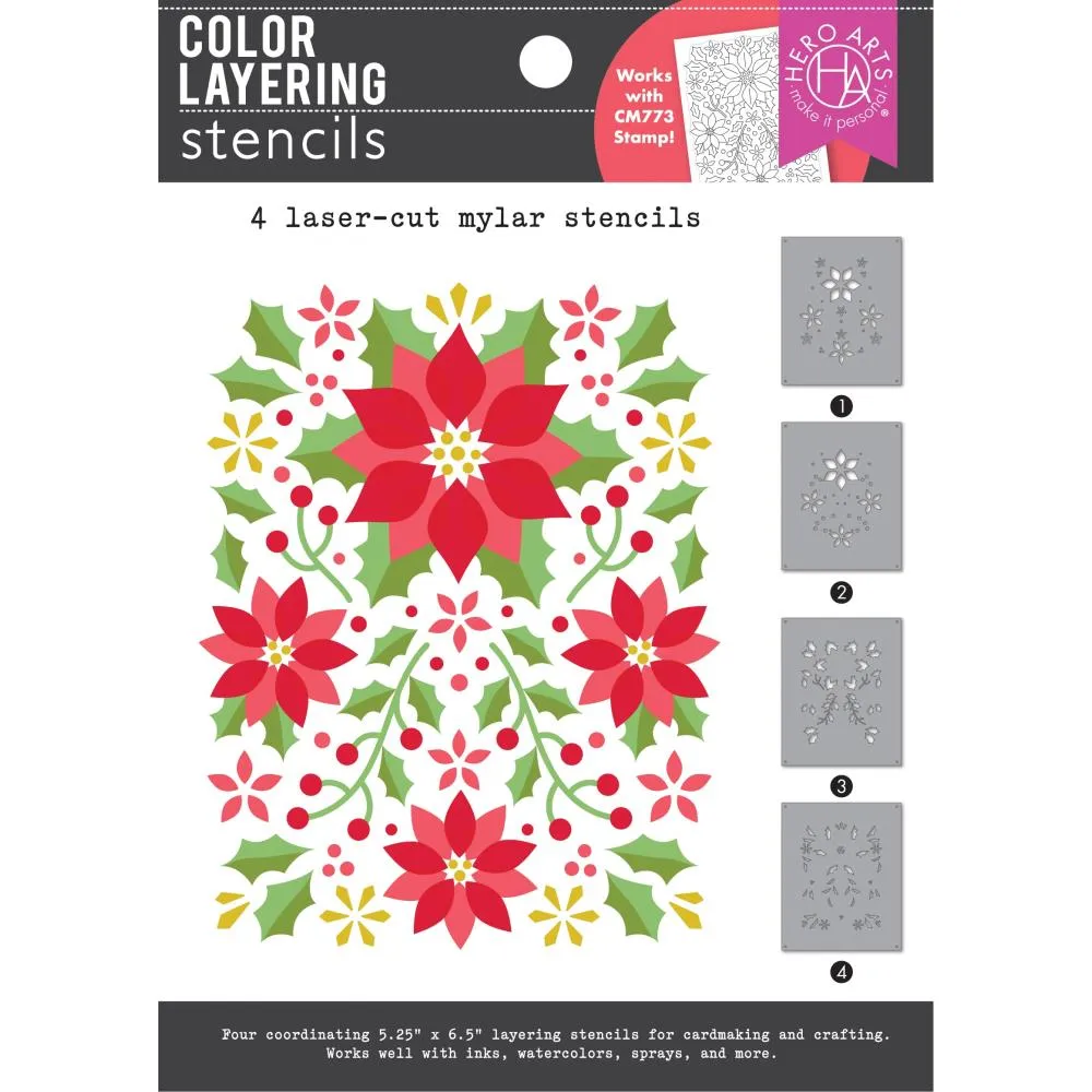 Hero Arts - Stencils - Color Layering Poinsettia Pattern