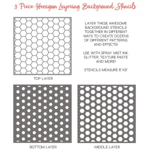 Hexagon Layering Background Stencils Set of 3  