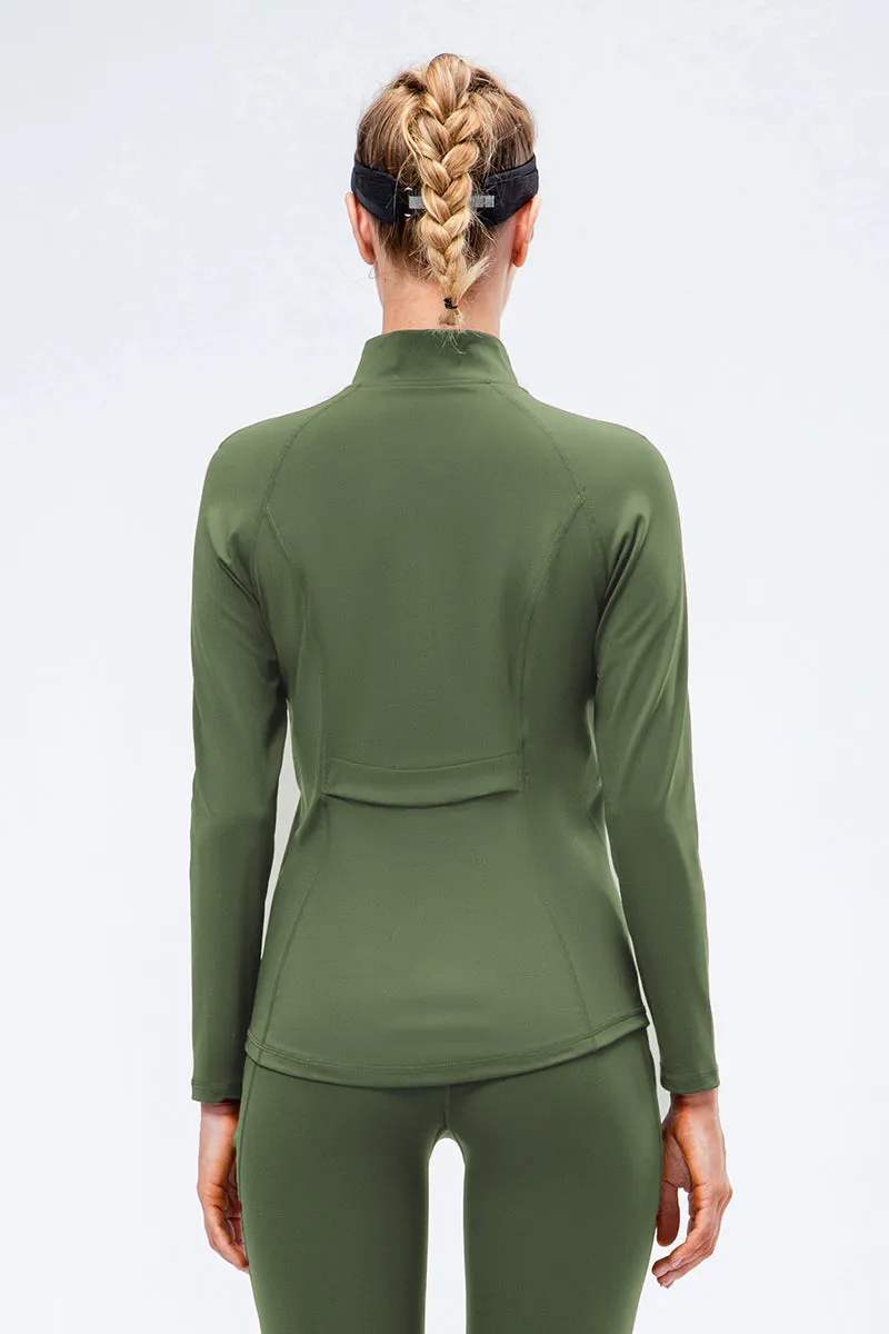 High Collar Full Zip Fleece Lined Track Jacket