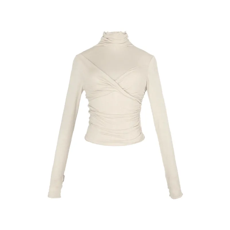 High-Neck Knit Crop Layering Top