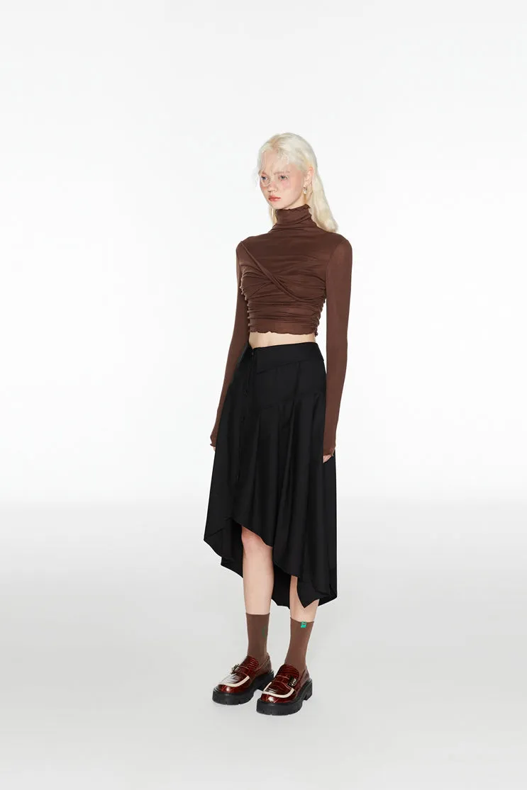 High-Neck Knit Crop Layering Top