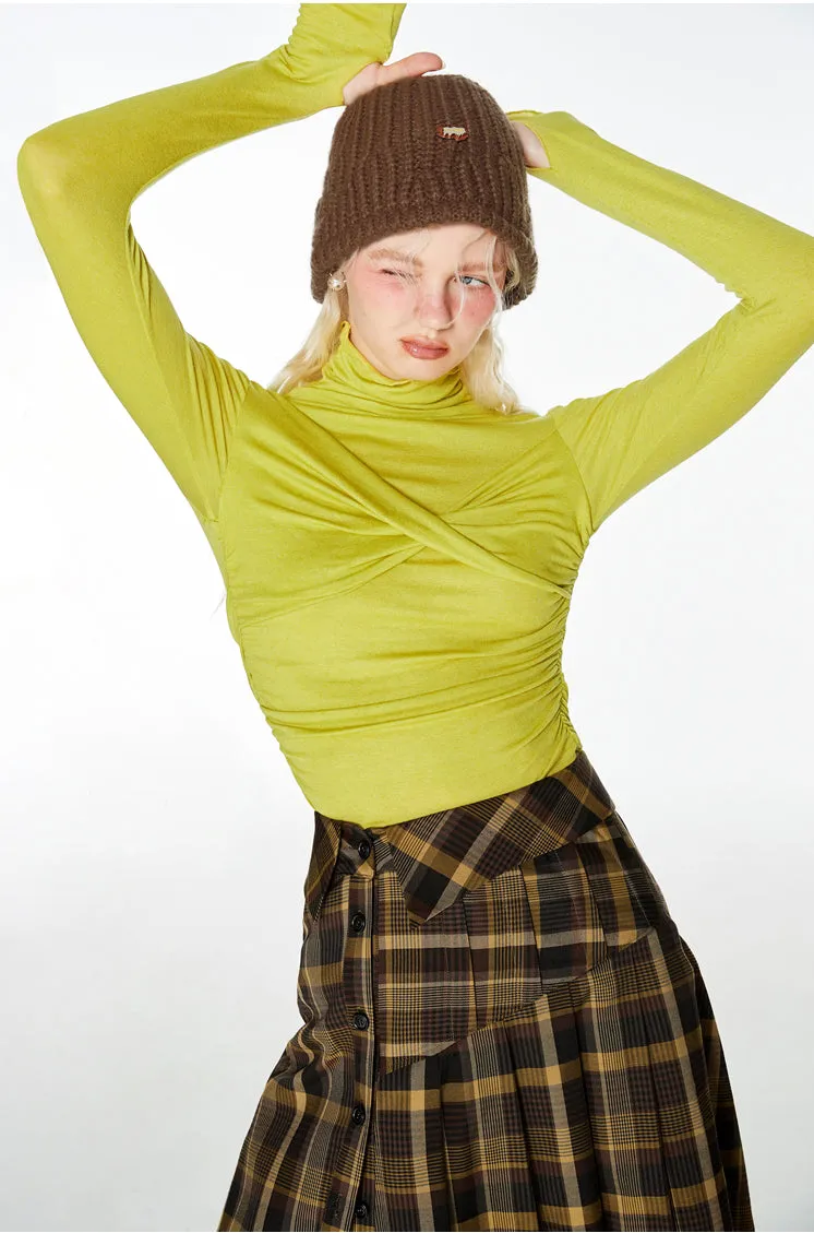 High-Neck Knit Crop Layering Top