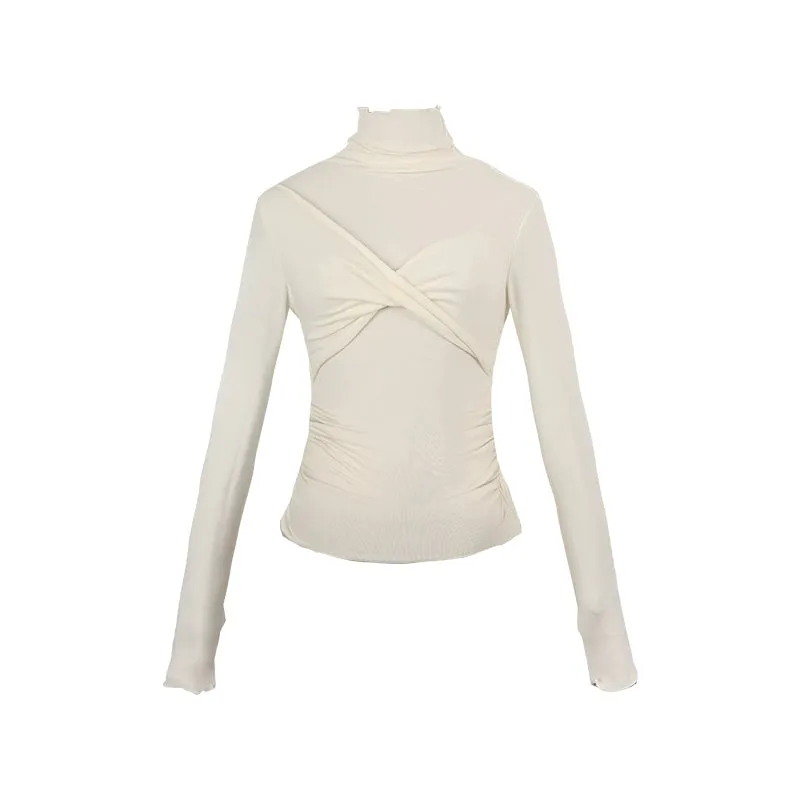 High-Neck Knit Crop Layering Top