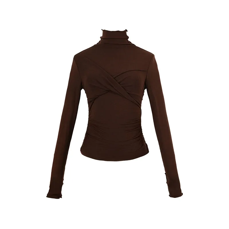 High-Neck Knit Crop Layering Top