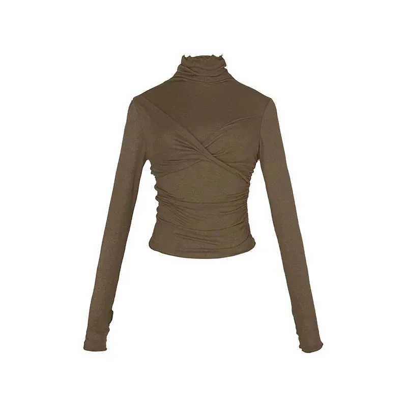 High-Neck Knit Crop Layering Top