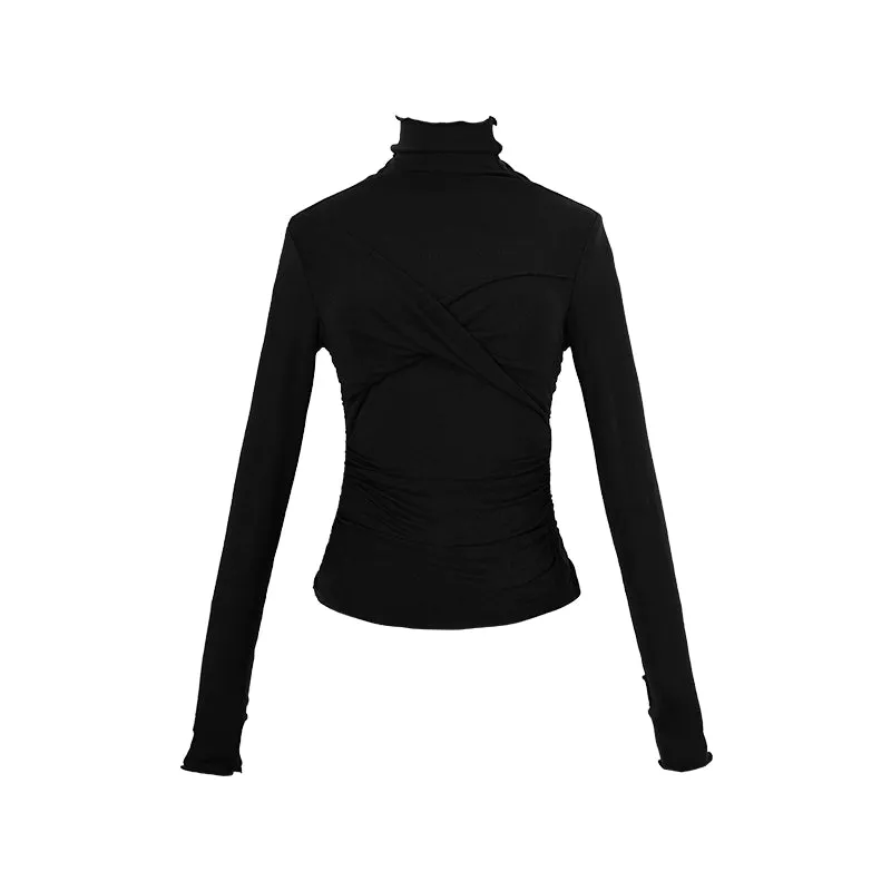 High-Neck Knit Crop Layering Top
