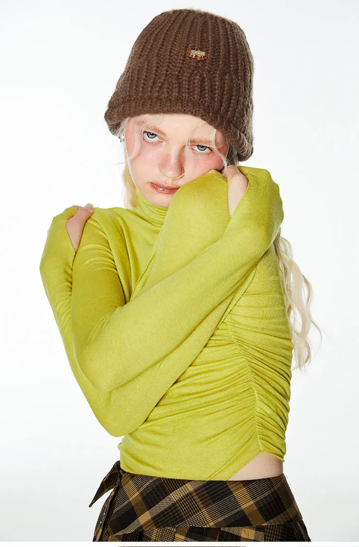 High-Neck Knit Crop Layering Top