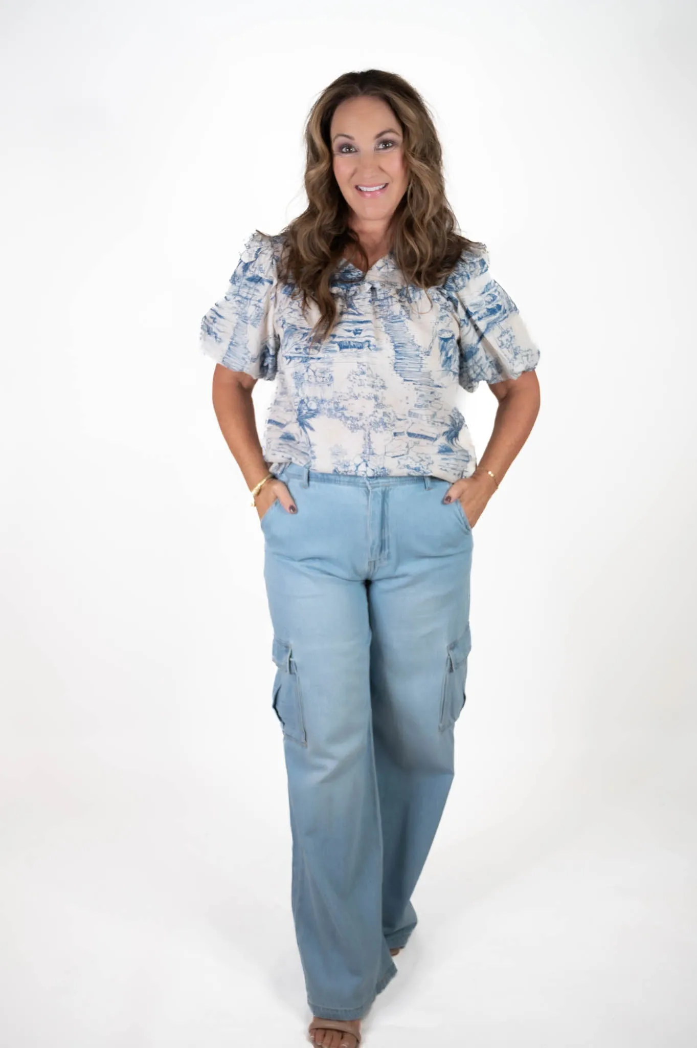 High Rise Wide Leg Cargo Jeans