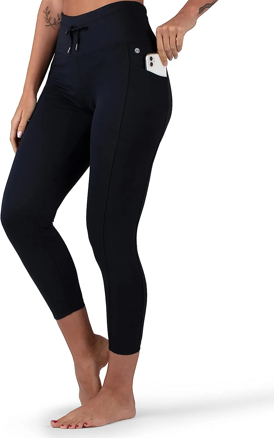High Waist Aqua Blue Drawstring Yoga Leggings w/Pockets