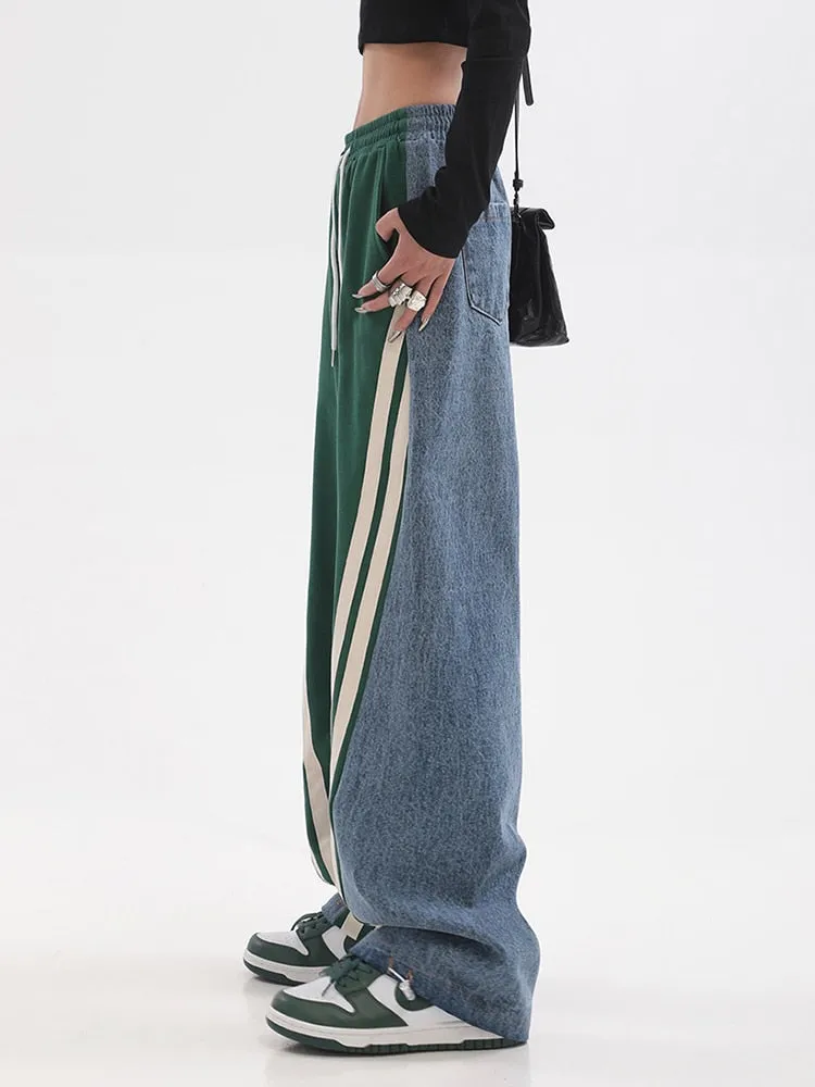 High Waist Contrast Color Trousers
