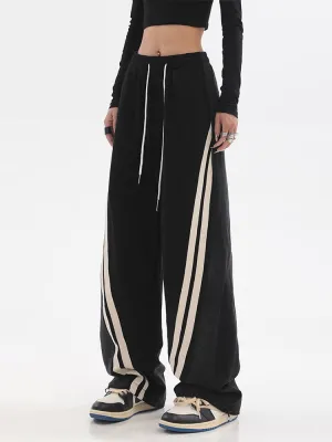 High Waist Contrast Color Trousers