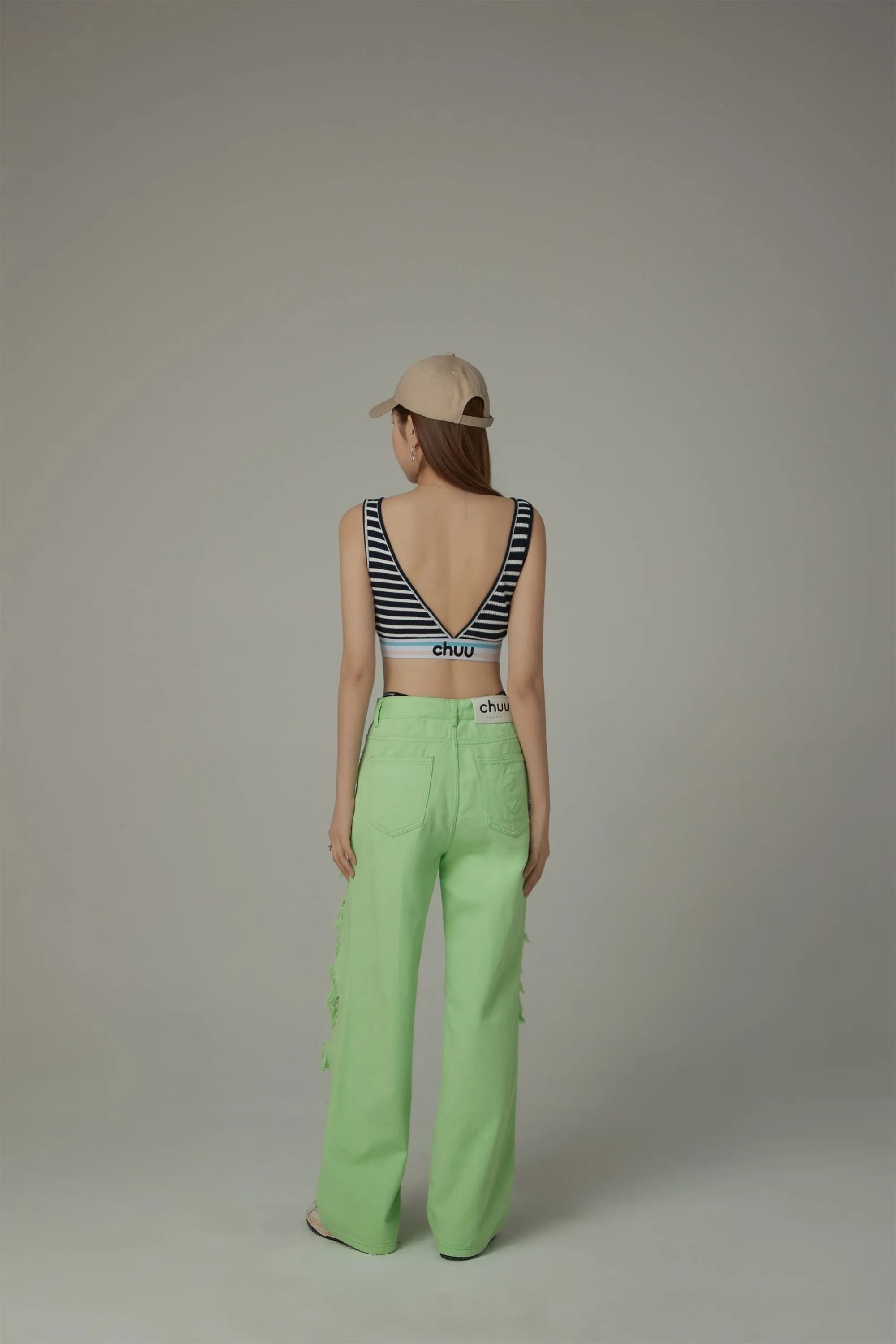 High Waist Distressed Ripped Open Wide-Leg Pants