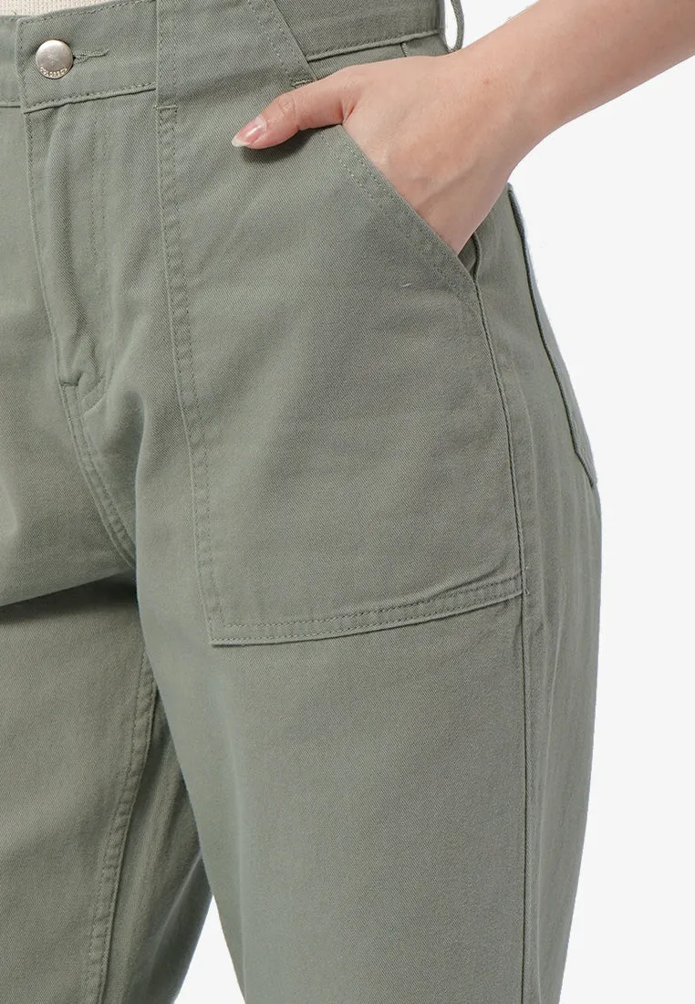 High Waist Pants with Double Pocket