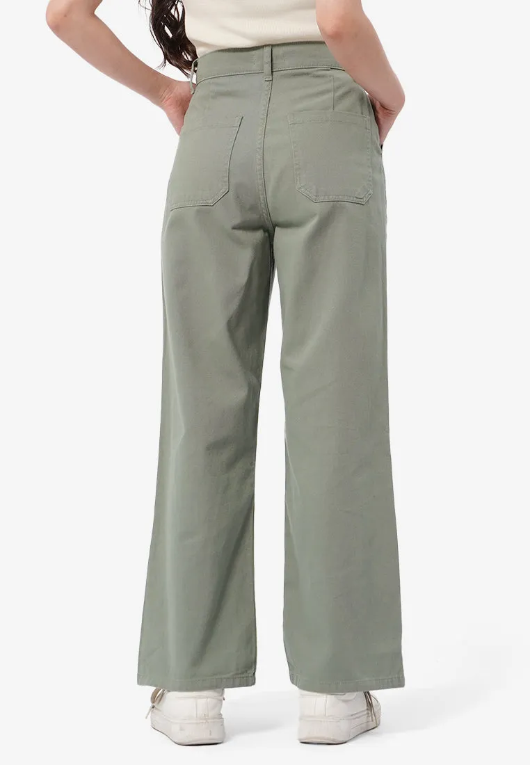 High Waist Pants with Double Pocket