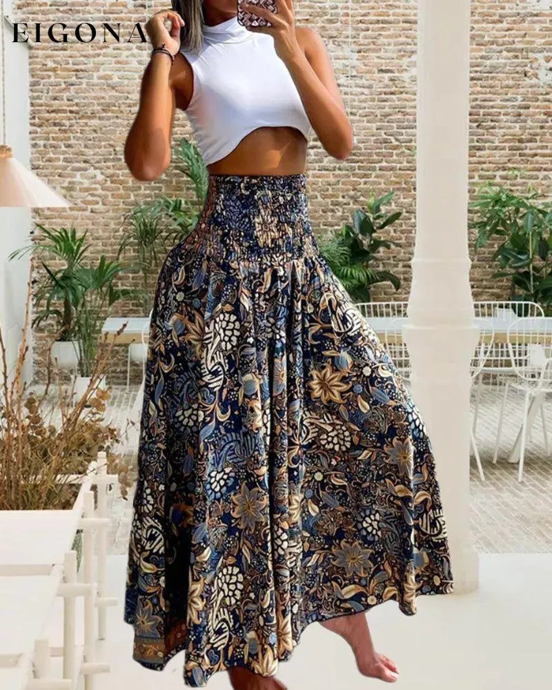 High waist printed wide leg pants