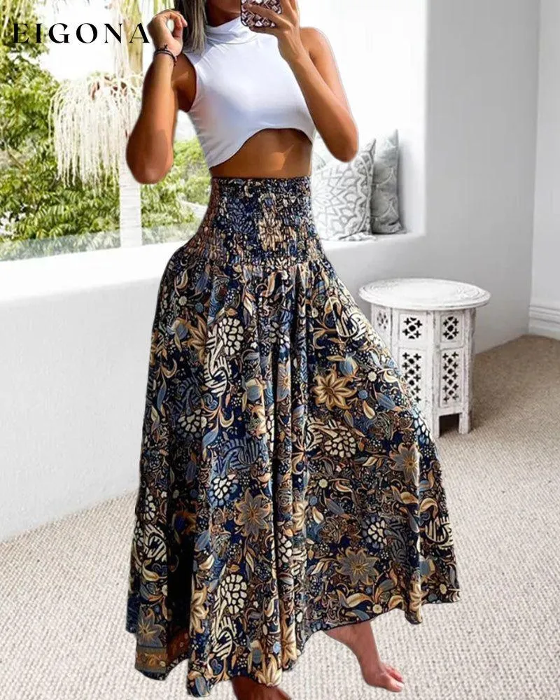 High waist printed wide leg pants
