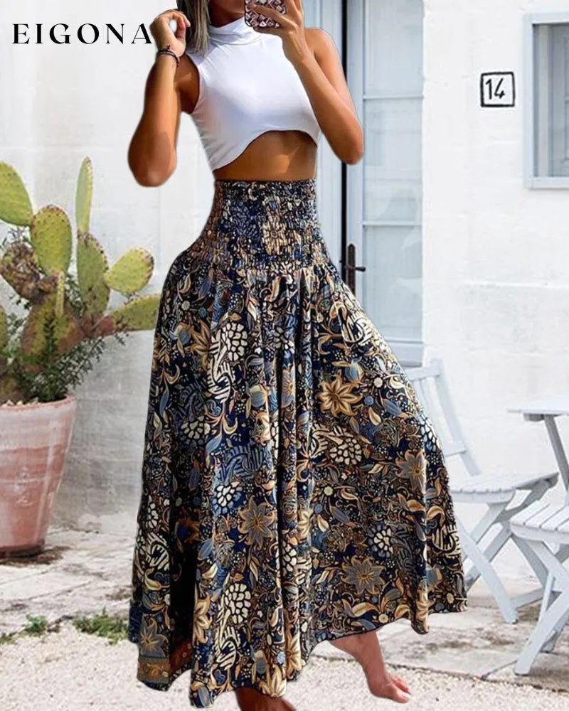 High waist printed wide leg pants