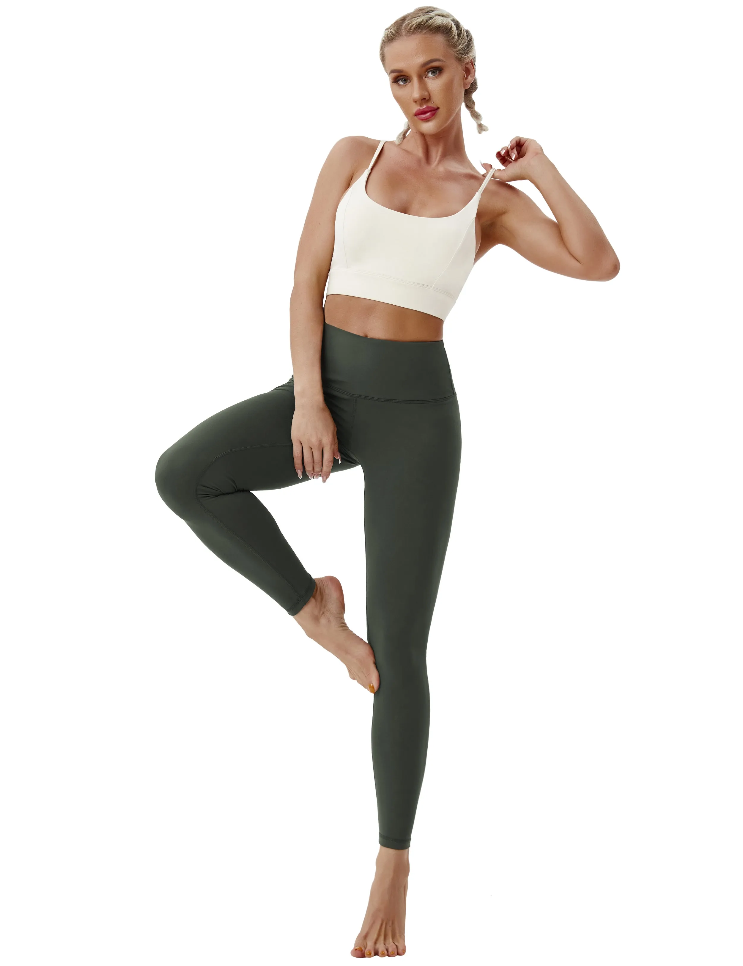 High Waist Running Pants olivegray_Running