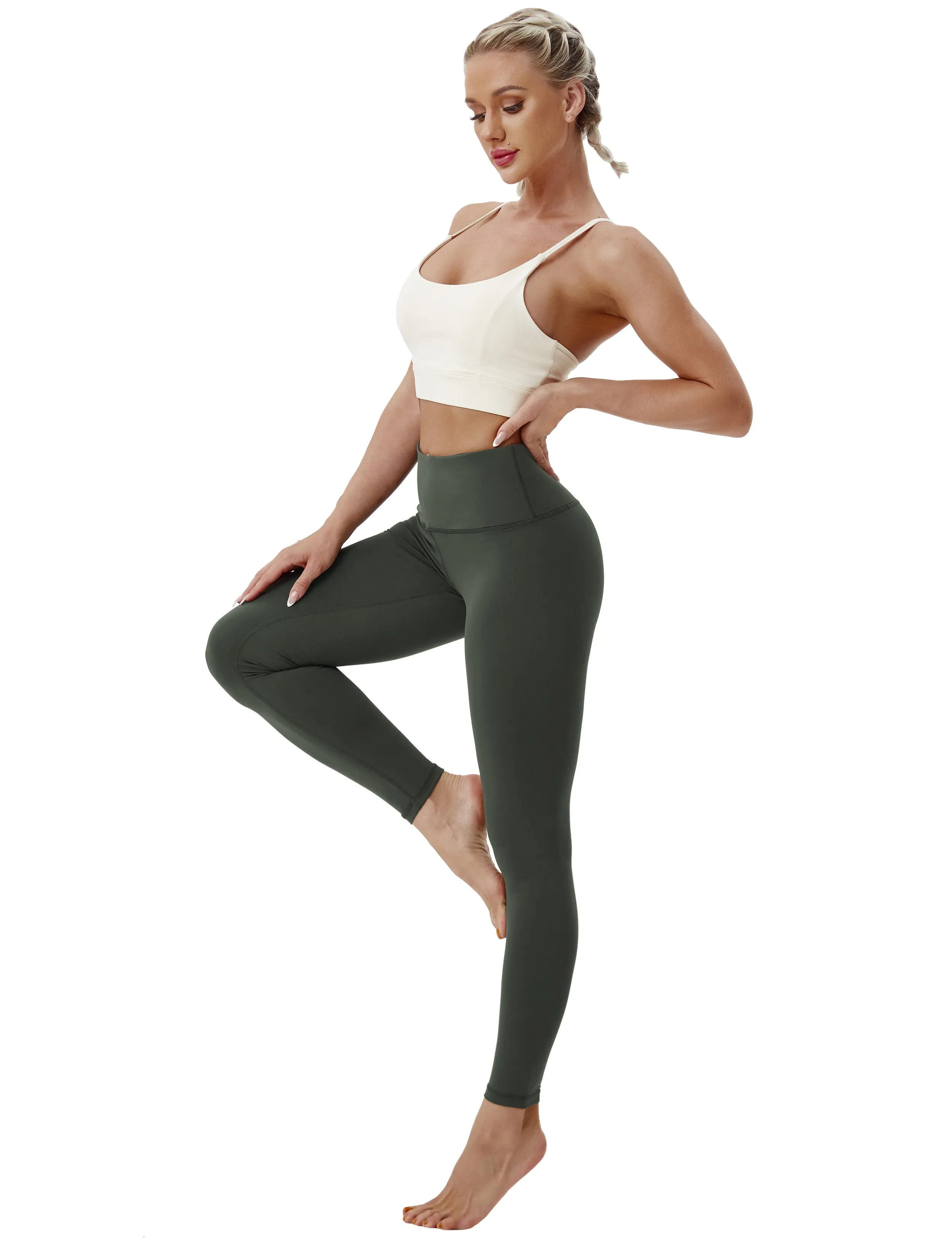 High Waist Running Pants olivegray_Running