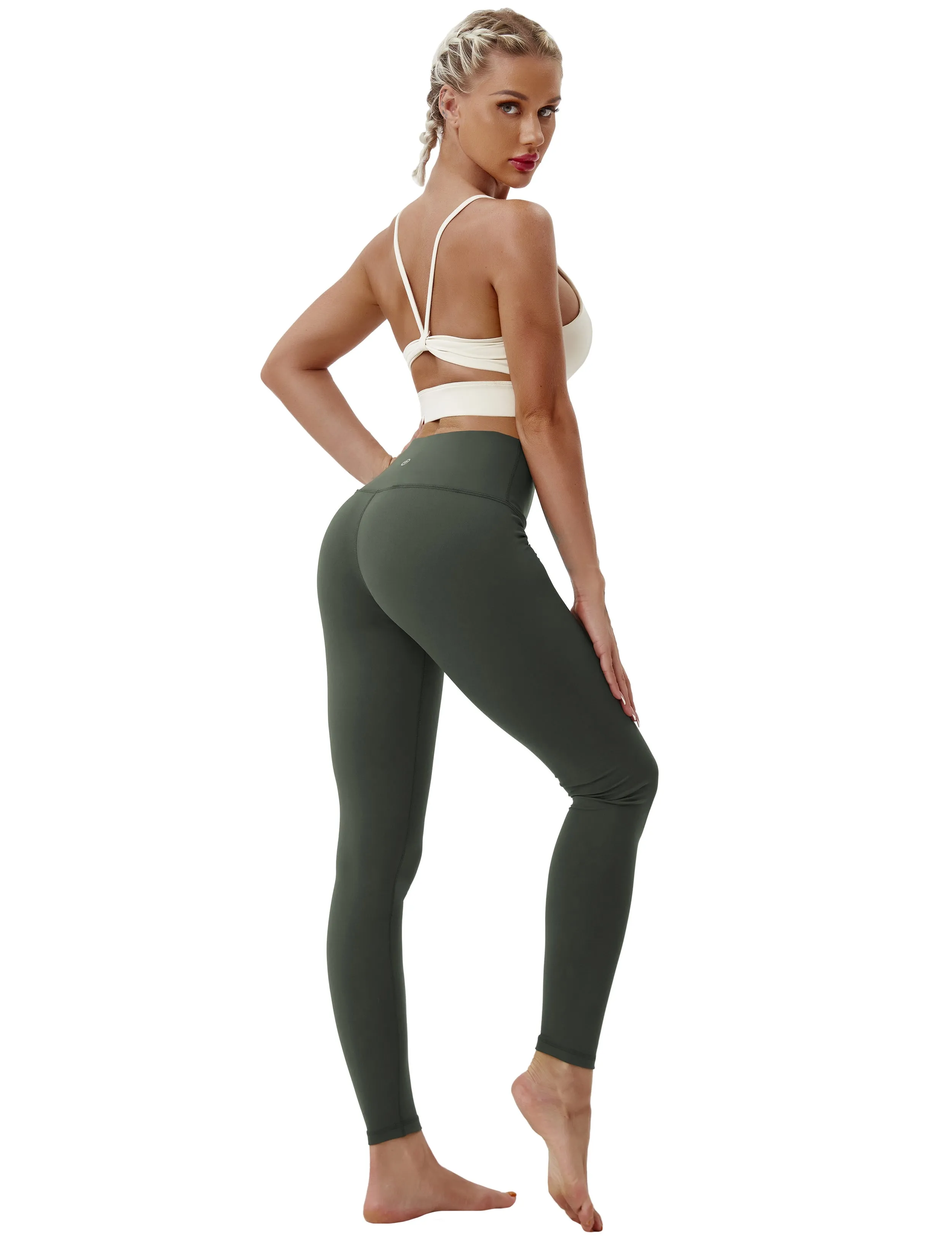 High Waist Running Pants olivegray_Running