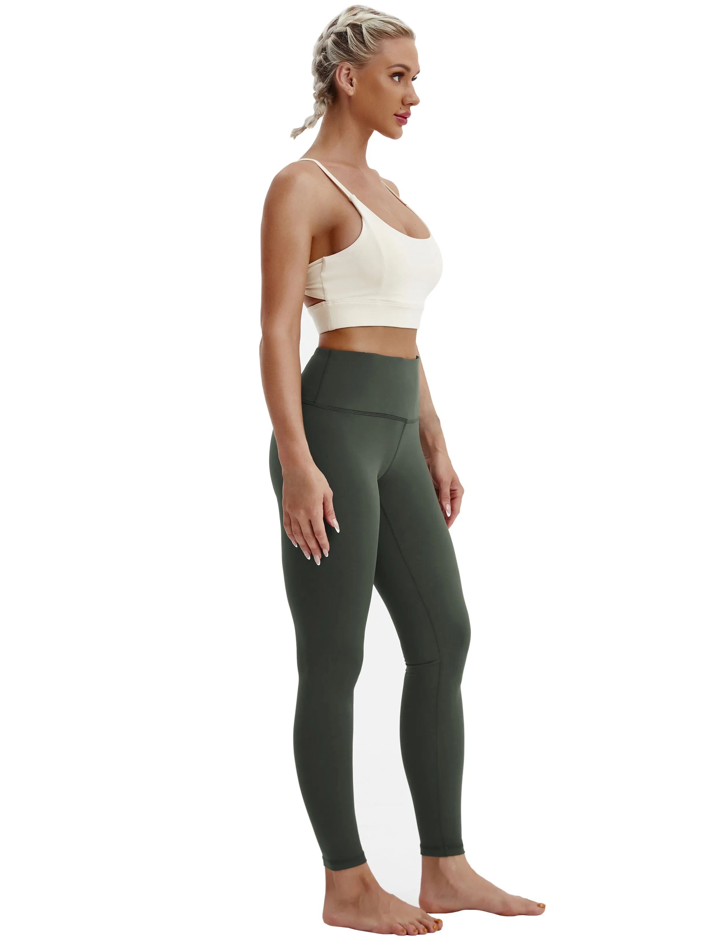 High Waist Running Pants olivegray_Running