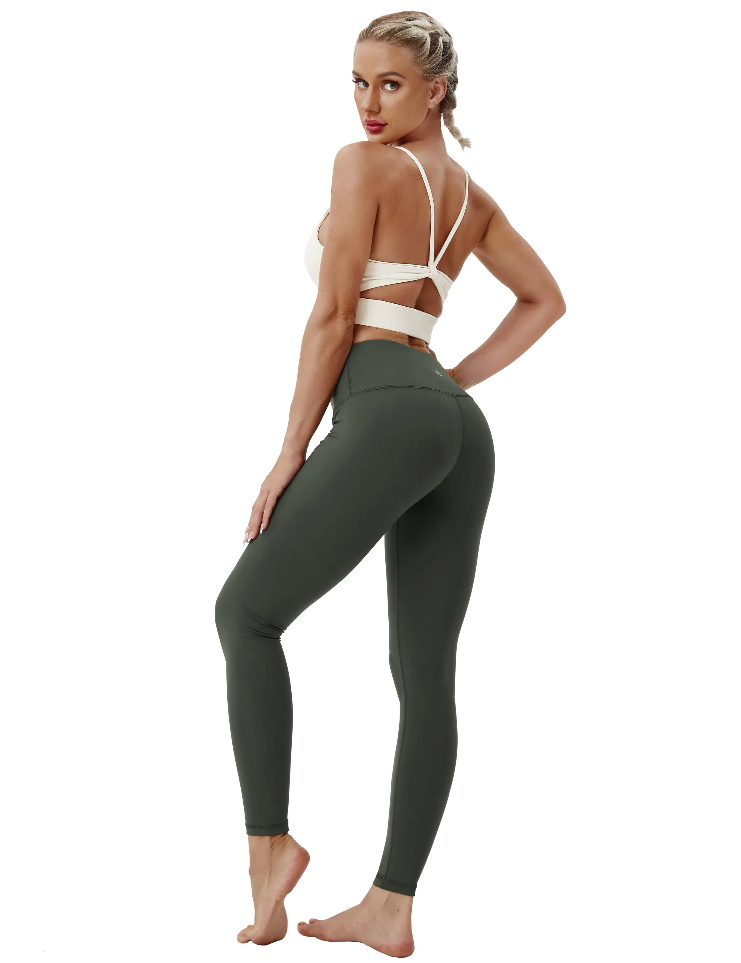 High Waist Running Pants olivegray_Running