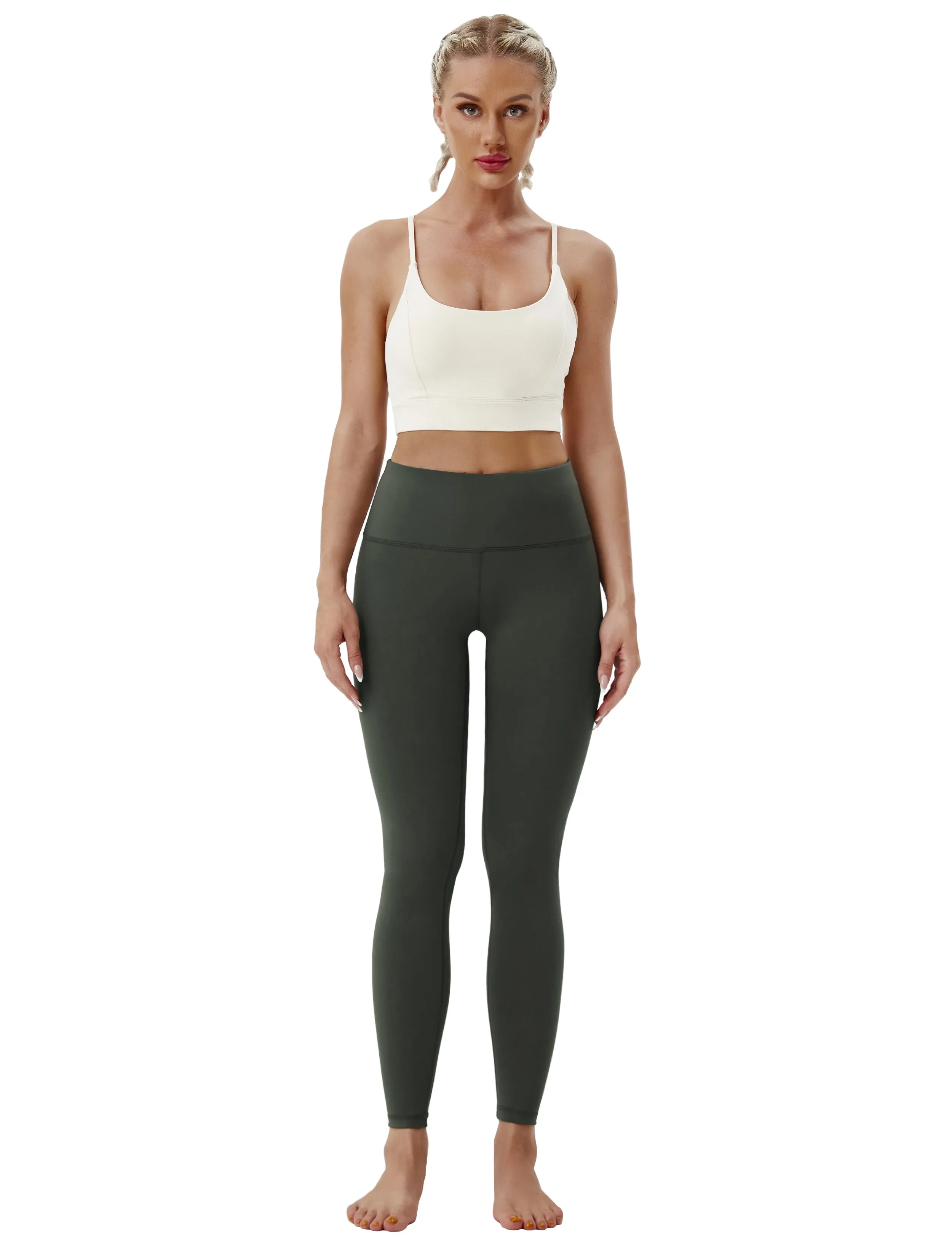 High Waist Running Pants olivegray_Running