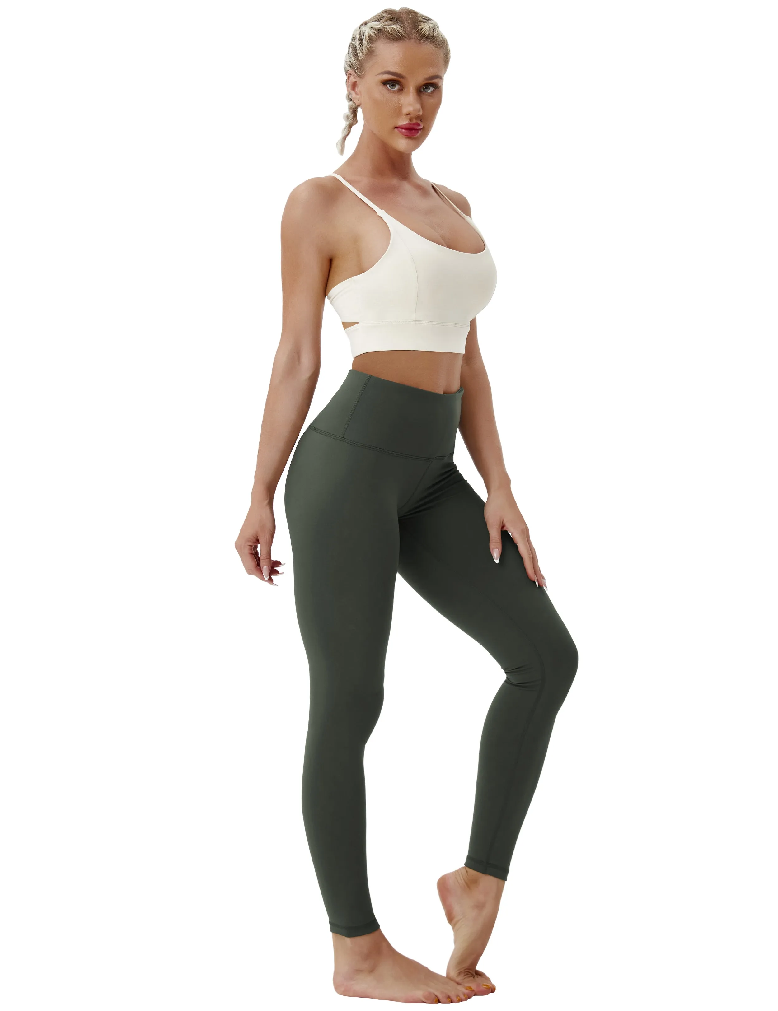 High Waist Running Pants olivegray_Running