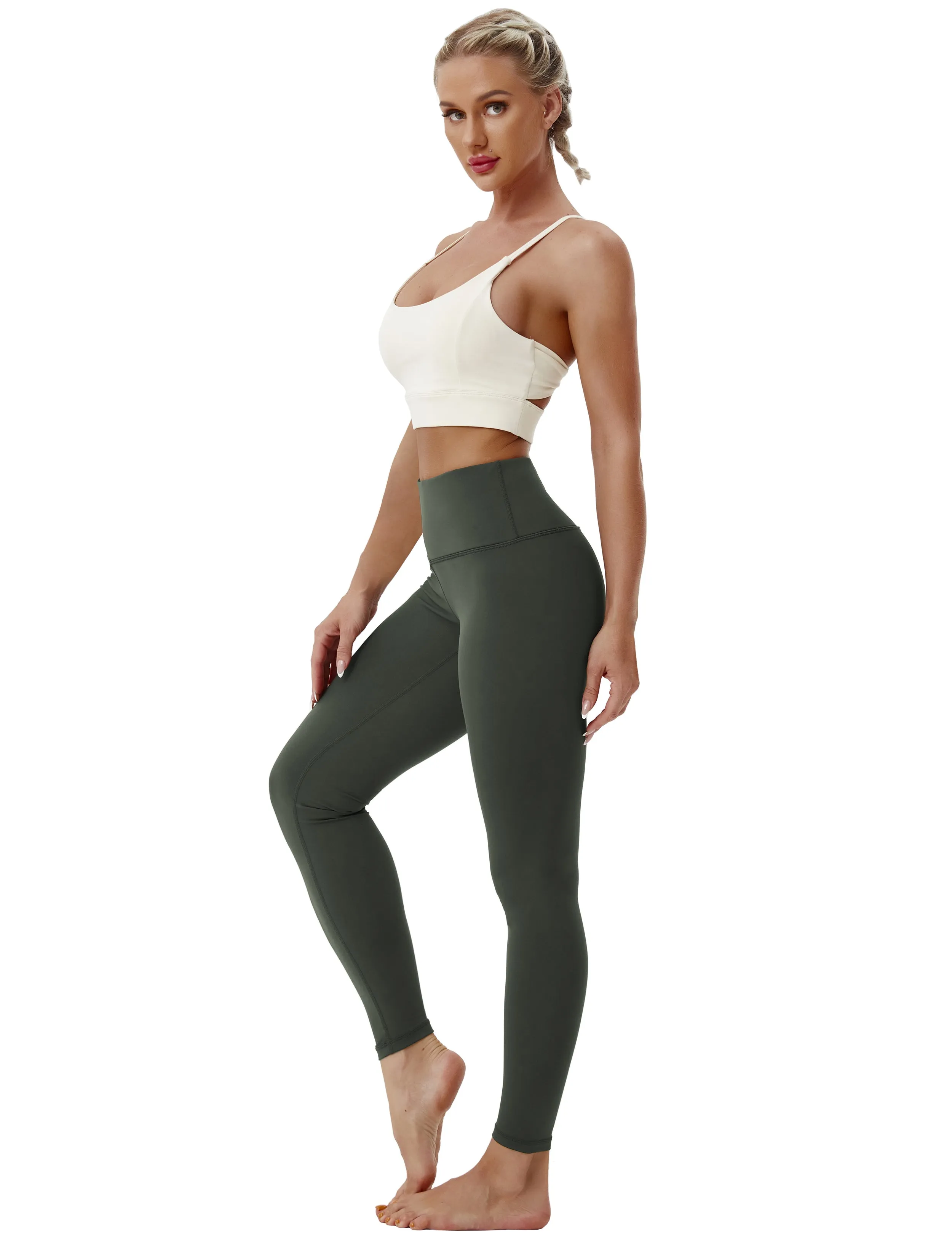 High Waist Running Pants olivegray_Running