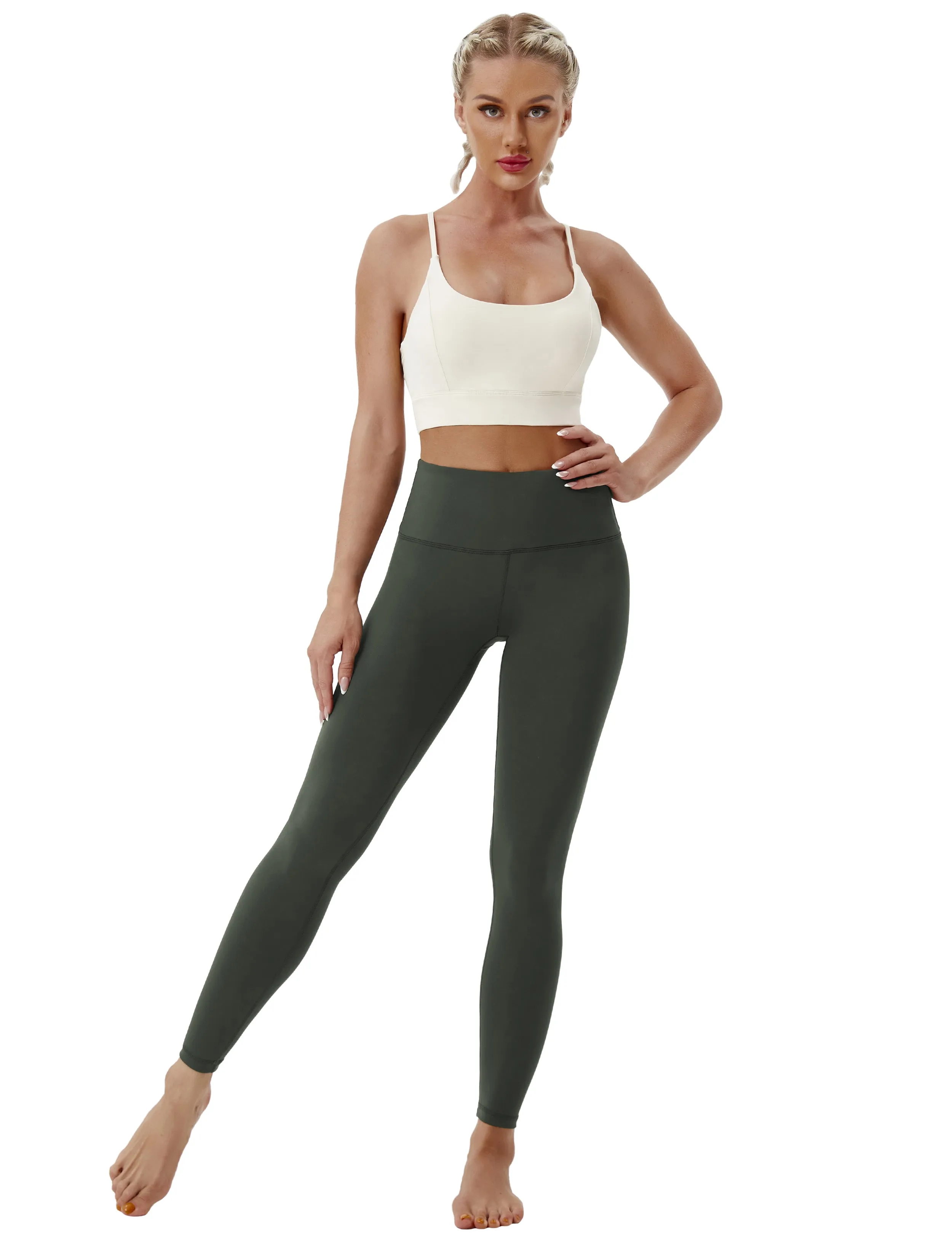 High Waist Running Pants olivegray_Running